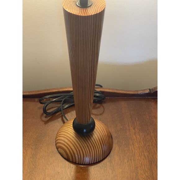 Vintage Wood Table Lamp Light 1960's Mid Century Modern‎ Decor Green Accent 16" - Picture 3 of 5